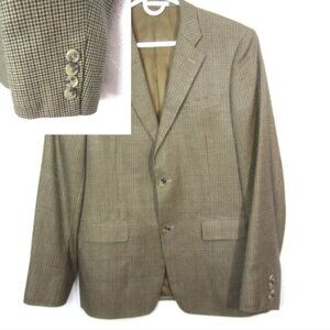 John W Nordstrom EUC 42L Brown Beige Houndstooth Wool Silk Sport Coat Jacket